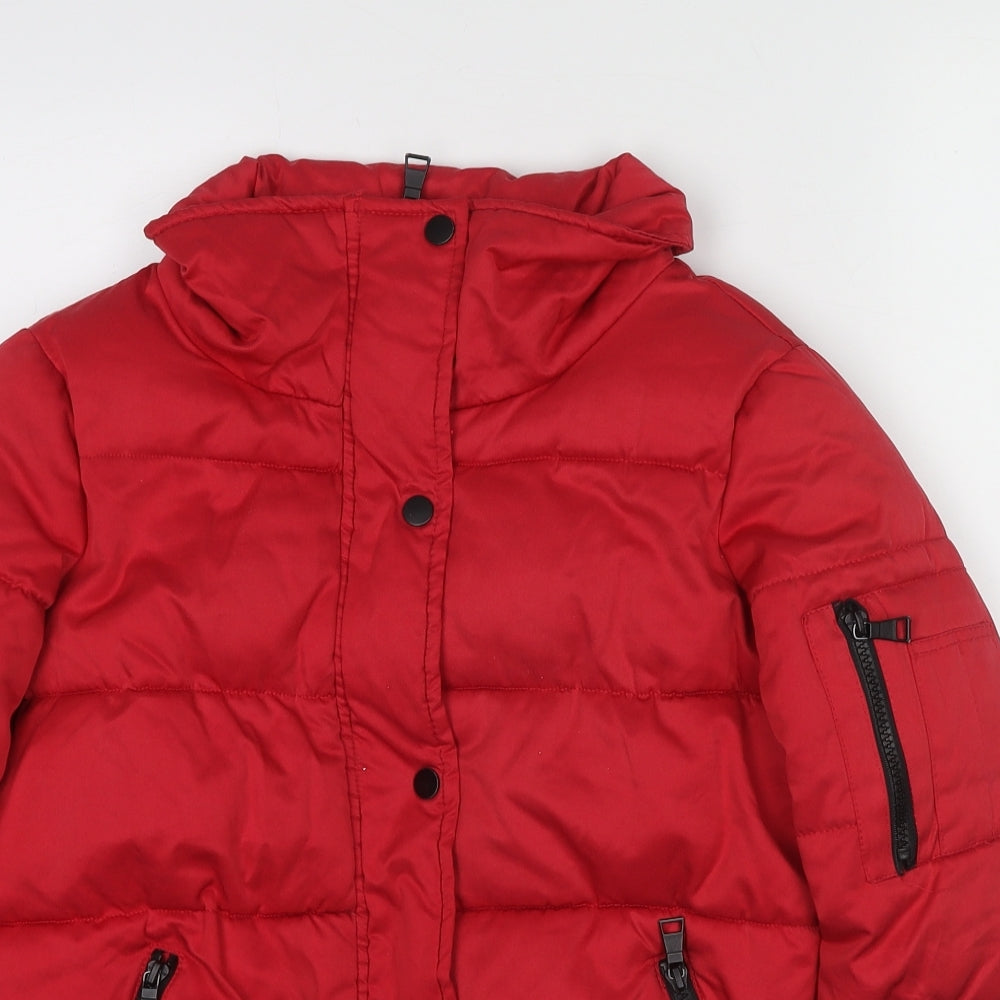 River Island Womens Red Puffer Jacket Jacket Size XS Zip