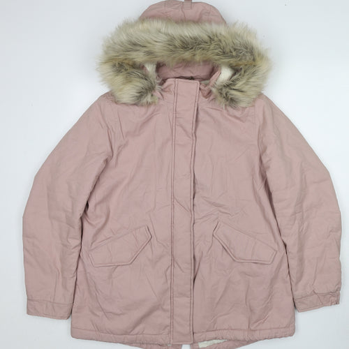 Marks and Spencer Womens Pink Parka Coat Size 14 Zip