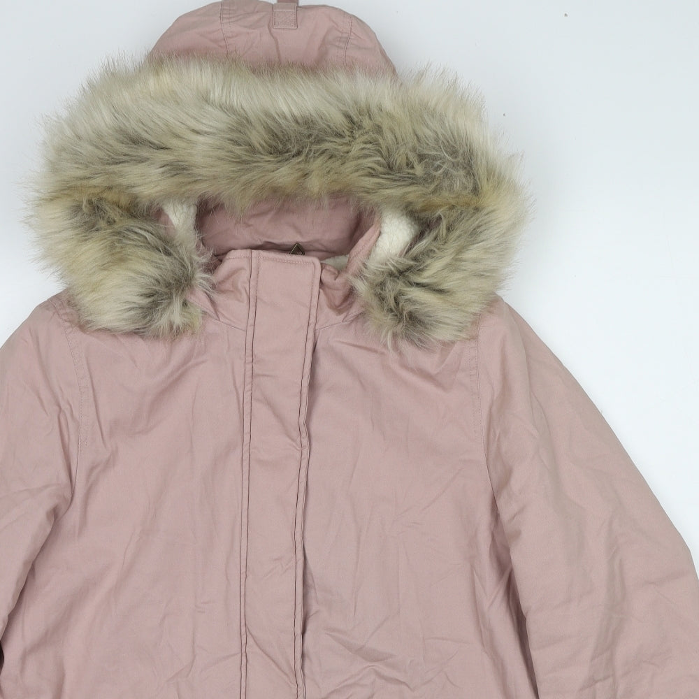 Marks and Spencer Womens Pink Parka Coat Size 14 Zip