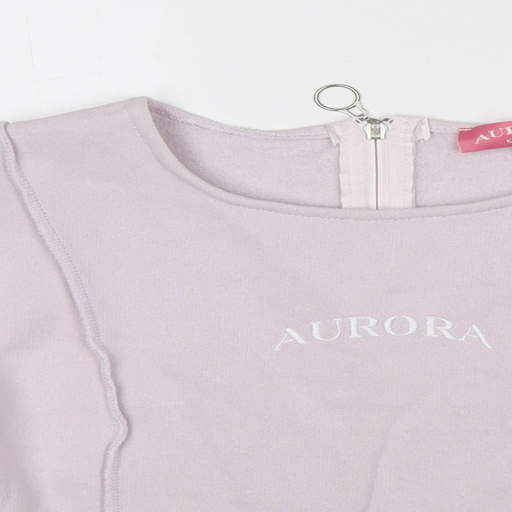 Aurora Womens Pink Cotton Pullover Sweatshirt Size XL Zip