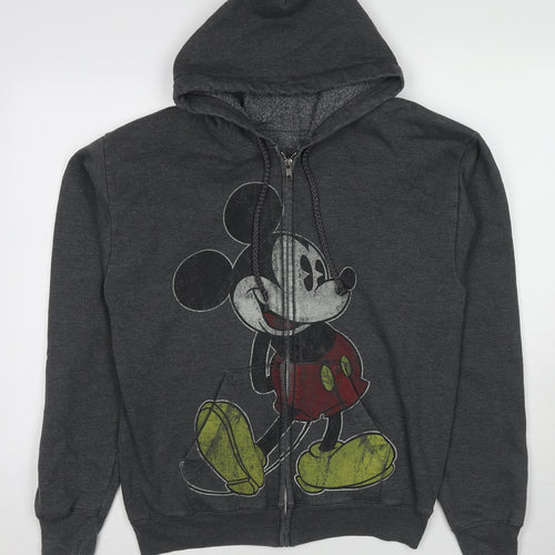 Disney Mens Grey Polyester Full Zip Hoodie Size M - Mickey Mouse