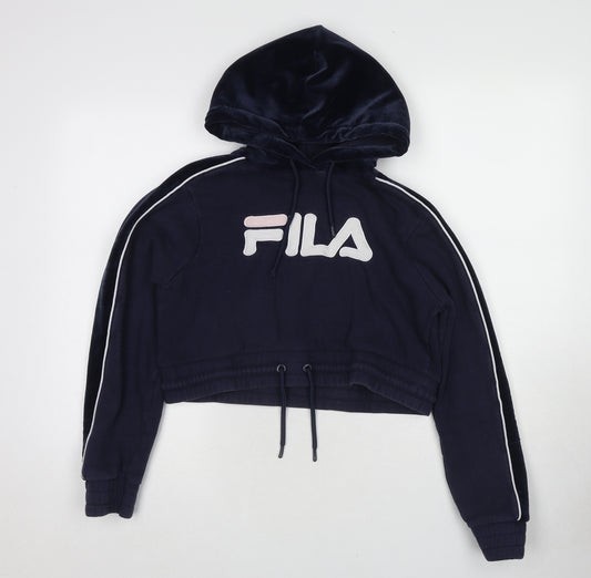 FILA Womens Blue Cotton Pullover Hoodie Size 10 Pullover