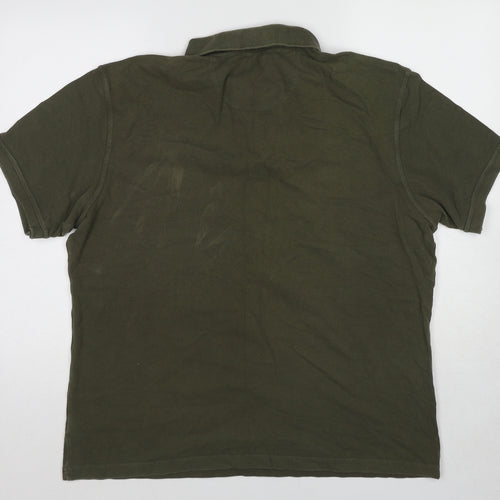 Barbour Mens Green Cotton Polo Size 2XL Collared Pullover