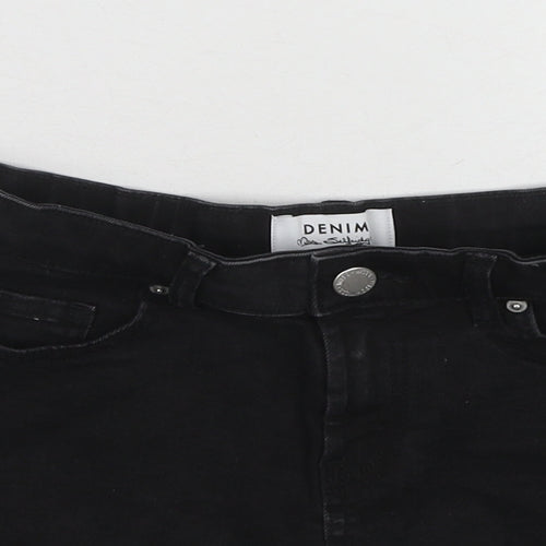 Miss Selfridge Womens Black Cotton Boyfriend Shorts Size 8 L3 in Regular Pull On - Raw Hem
