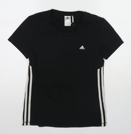 adidas Womens Black Polyester Basic T-Shirt Size 8 Round Neck Pullover - Size 8-10