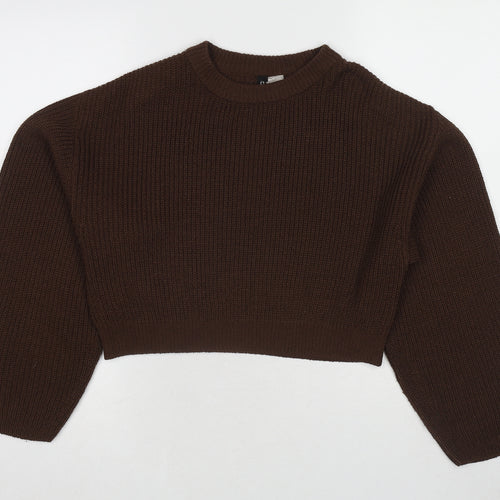 Divided by H&M Womens Brown Round Neck Acrylic Pullover Jumper Size XS