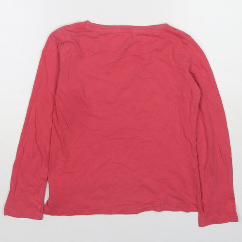 NEXT Girls Pink Cotton Basic T-Shirt Size 8 Years Round Neck Pullover