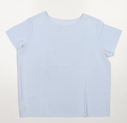 St Michael Womens Blue Polyester Basic T-Shirt Size 16 Round Neck