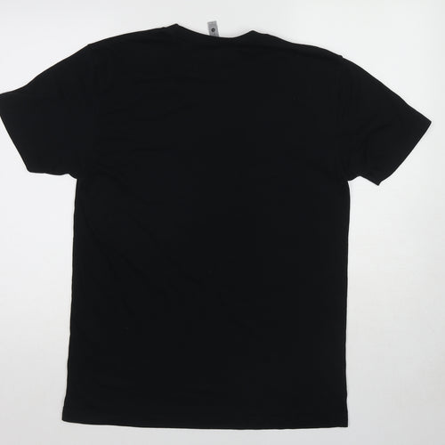 Next Level Mens Black Cotton T-Shirt Size L Round Neck