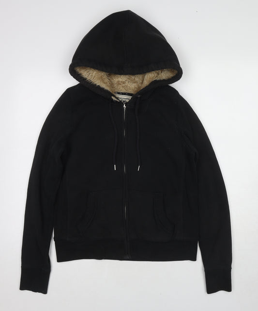 Abercrombie & Fitch Womens Black Cotton Full Zip Hoodie Size L Zip