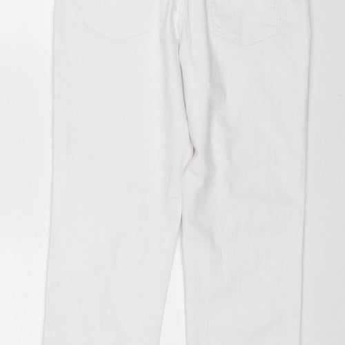 Per Una Womens White Cotton Cropped Jeans Size 8 L22 in Regular Zip