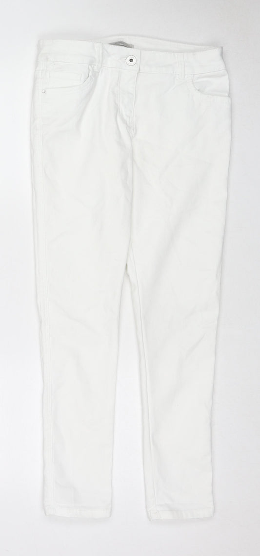 George Womens White Cotton Skinny Jeans Size 10 L27 in Regular Zip