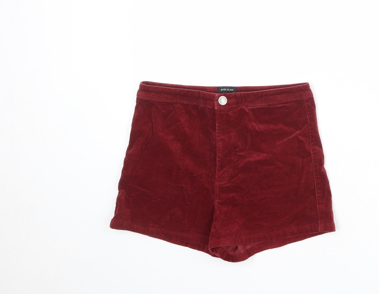 River Island Womens Red Cotton Basic Shorts Size 10 L4 in Regular Zip