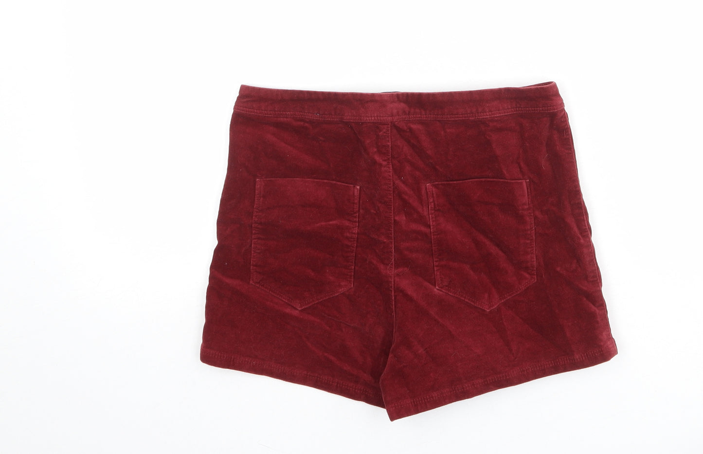 River Island Womens Red Cotton Basic Shorts Size 10 L4 in Regular Zip