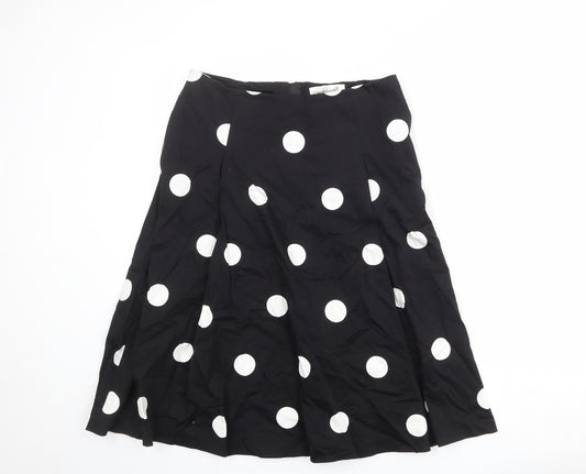 Damsel in a Dress Womens Black Polka Dot Cotton Swing Skirt Size 14 Zip