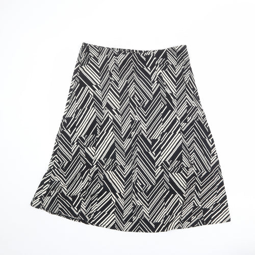 Bonmarché Womens Black Geometric Polyester A-Line Skirt Size 12