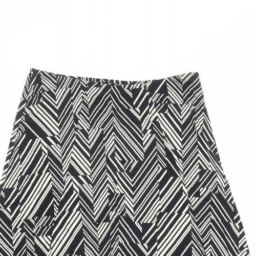 Bonmarché Womens Black Geometric Polyester A-Line Skirt Size 12