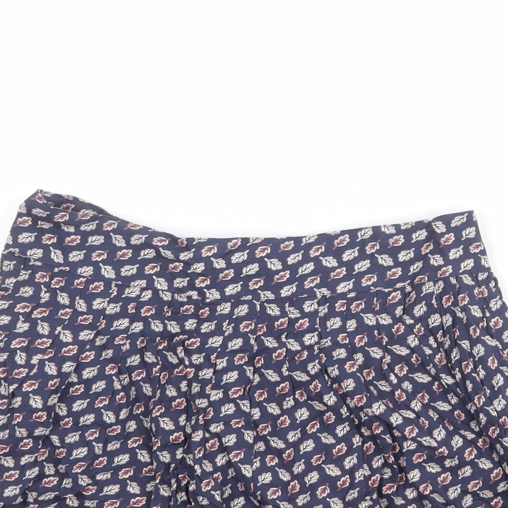Fat Face Girls Blue Geometric Viscose Flare Skirt Size 10-11 Years Regular Pull On - Leaf Print Elasticated Waist