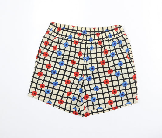 VERO MODA Womens Multicoloured Check Polyester Basic Shorts Size M L5 in Regular Pull On - Floral Print