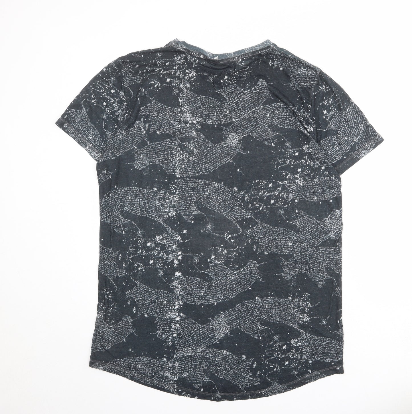 Harry Potter Mens Grey Geometric Polyester T-Shirt Size L Round Neck