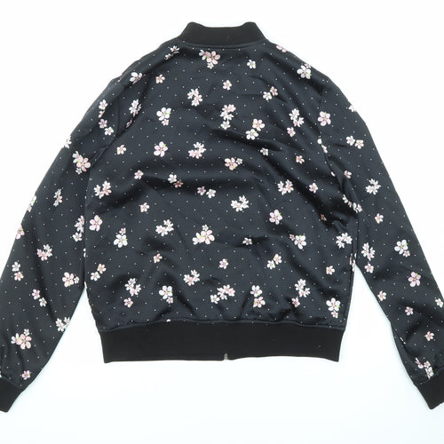 Marks and Spencer Womens Black Floral Bomber Jacket Jacket Size 8 Zip