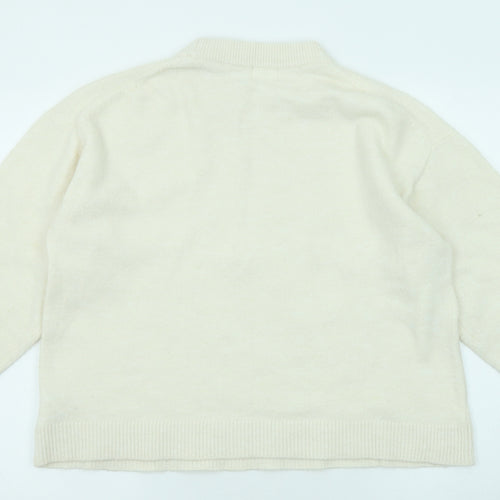 H&M Womens Beige Round Neck Polyester Pullover Jumper Size M