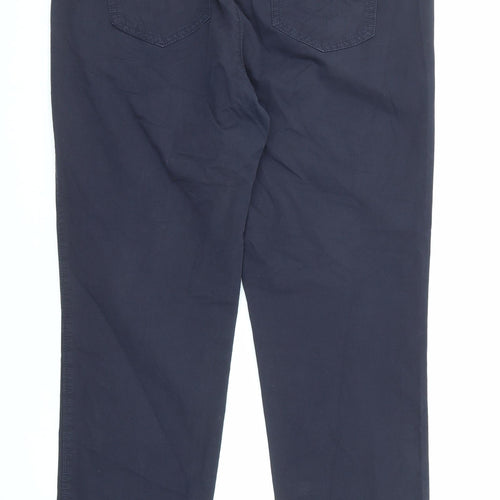 Marks and Spencer Womens Blue Cotton Trousers Size 12 L29 in Regular Zip