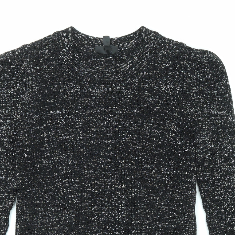 Topshop Womens Black Round Neck Acrylic Pullover Jumper Size 6