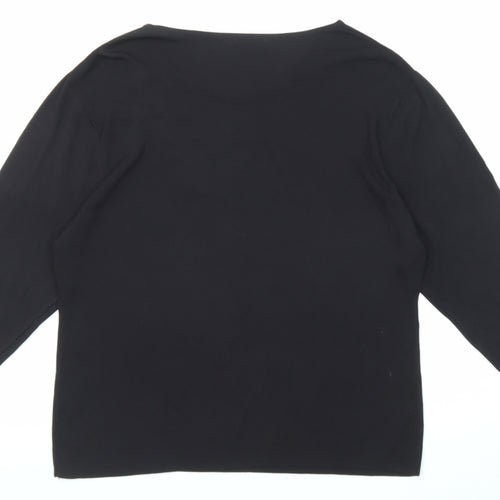 After Dark Womens Black Round Neck Viscose Pullover Jumper Size XL Pullover - Flower Sequin