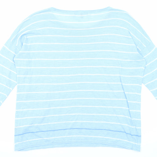 Crew Clothing Womens Blue Round Neck Striped Cotton Pullover Jumper Size 16
