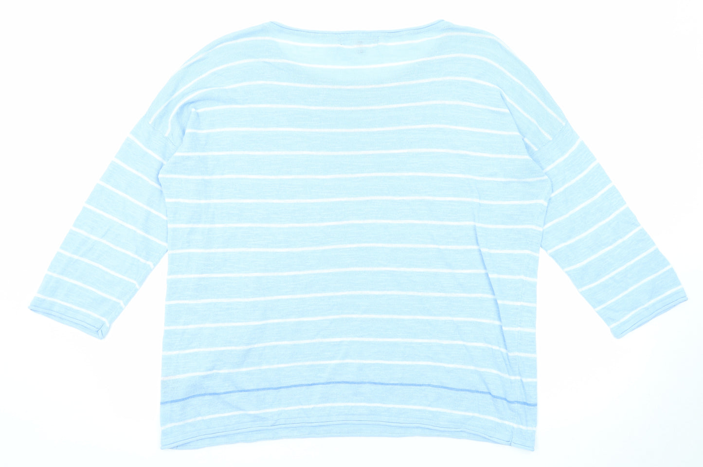 Crew Clothing Womens Blue Round Neck Striped Cotton Pullover Jumper Size 16