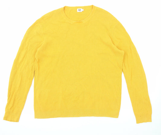 John Lewis Mens Yellow Round Neck Cotton Pullover Jumper Size M Long Sleeve