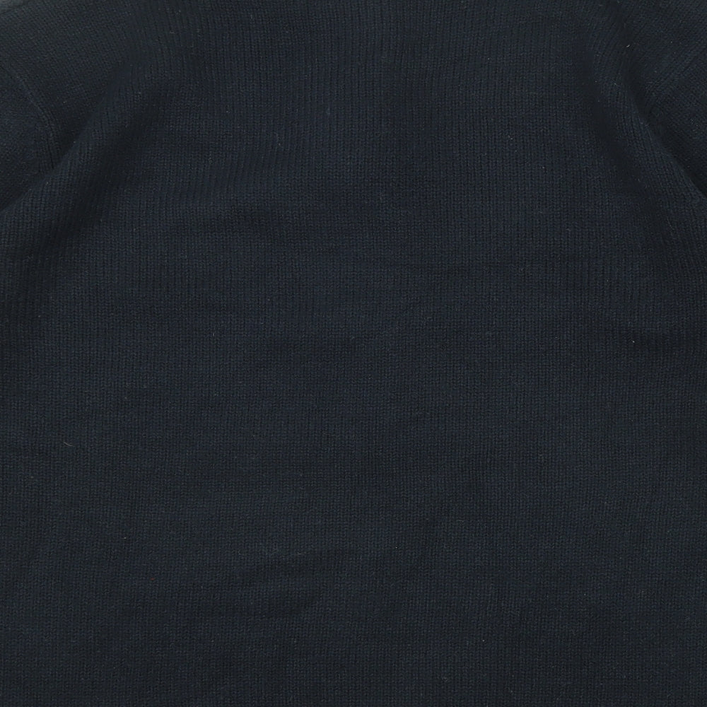 Pierre Cardin Mens Blue High Neck Acrylic Henley Jumper Size XL Long Sleeve