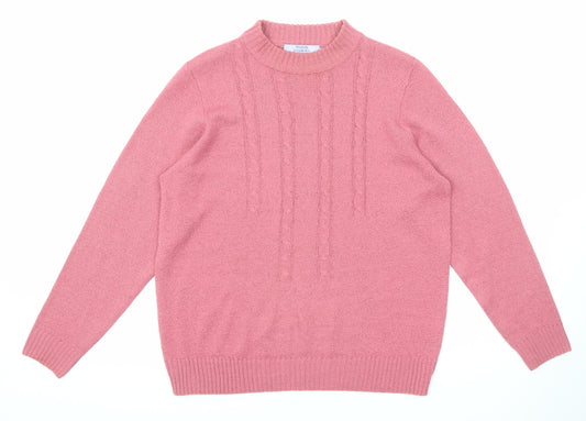 EWM Womens Pink Round Neck Acrylic Pullover Jumper Size 14 - Size 14-16