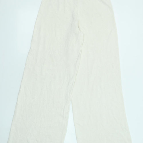Zara Womens Ivory Cotton Jogger Trousers Size M L31 in Regular
