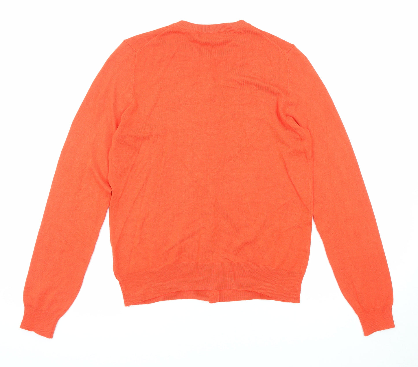 Marks and Spencer Womens Orange Round Neck Viscose Cardigan Jumper Size 12