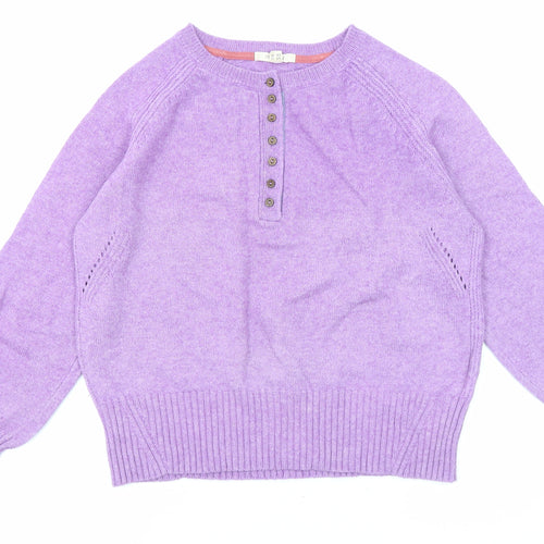 White Stuff Womens Purple Round Neck Wool Pullover Jumper Size 10