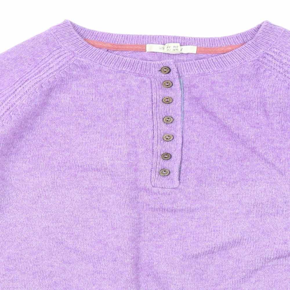 White Stuff Womens Purple Round Neck Wool Pullover Jumper Size 10