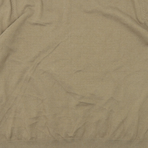 Marks and Spencer Mens Brown V-Neck Cotton Pullover Jumper Size M Long Sleeve
