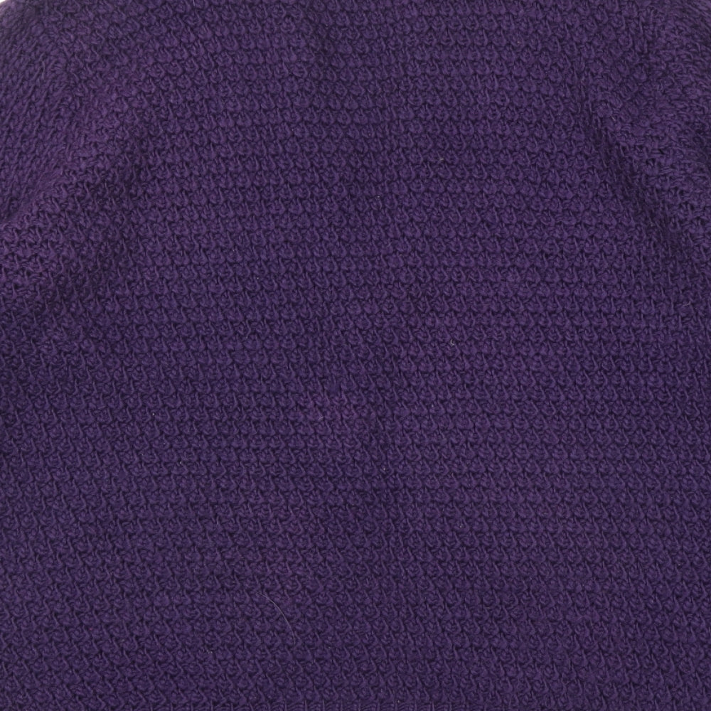 Breakout Womens Purple V-Neck Acrylic Cardigan Jumper Size M