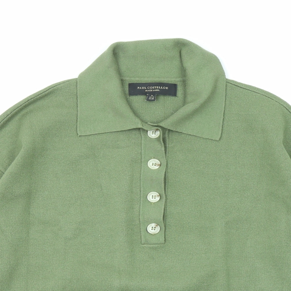 Paul Costelloe Womens Green Collared Viscose Pullover Jumper Size 12