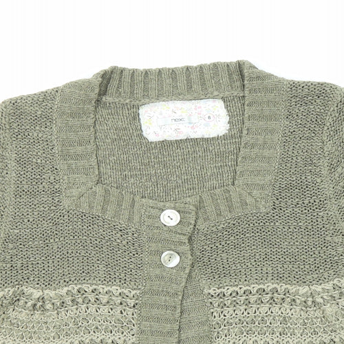 NEXT Womens Green Square Neck Acrylic Cardigan Jumper Size 8