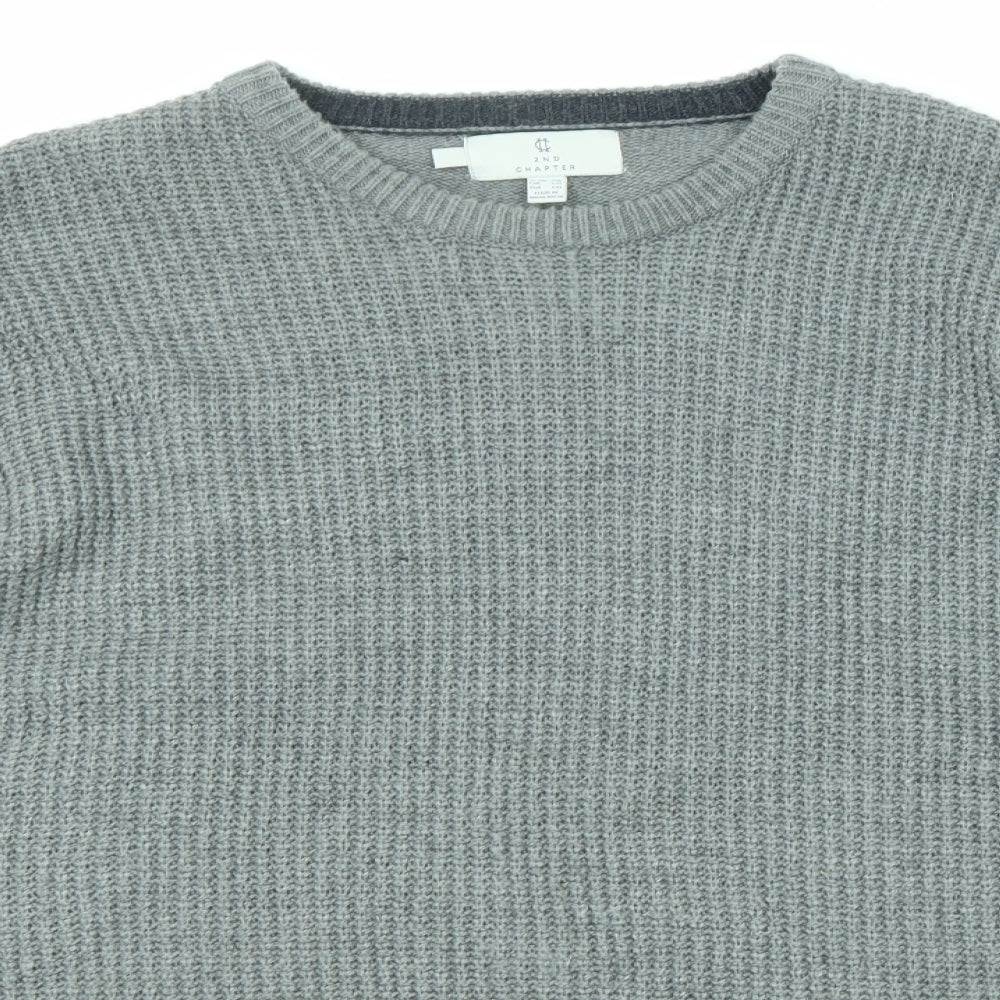 2nd Chapter Mens Grey Round Neck Acrylic Pullover Jumper Size 2XL Long Sleeve