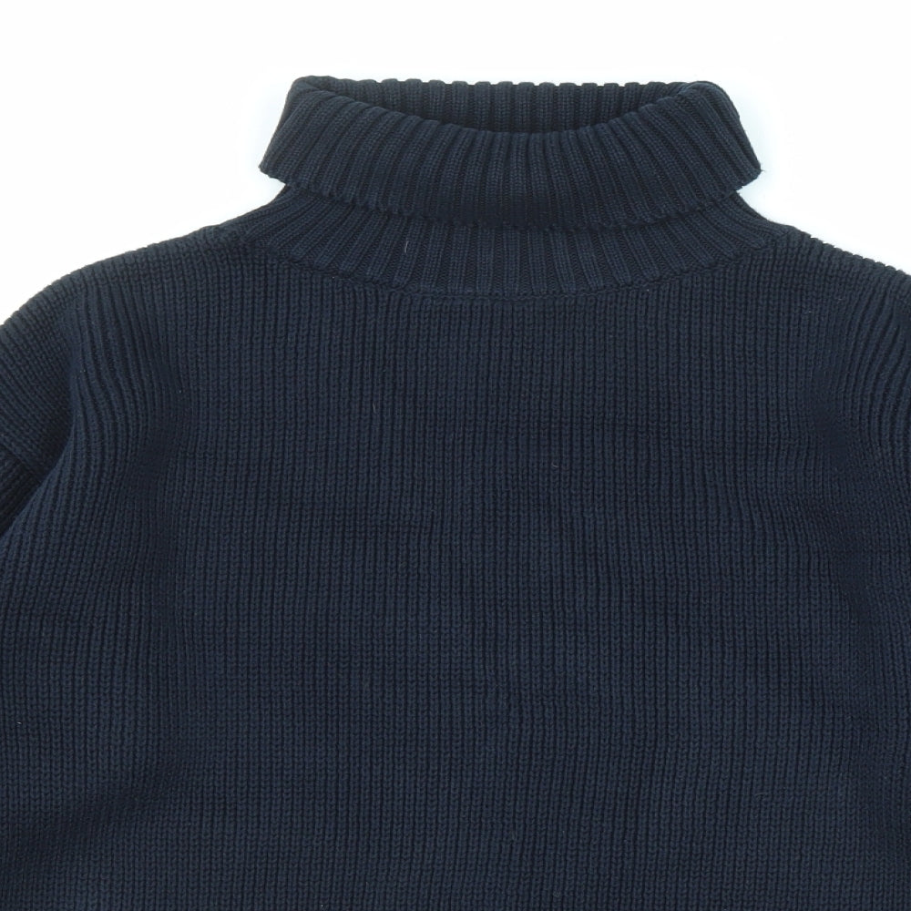 Paul James Womens Blue Roll Neck Cotton Pullover Jumper Size M