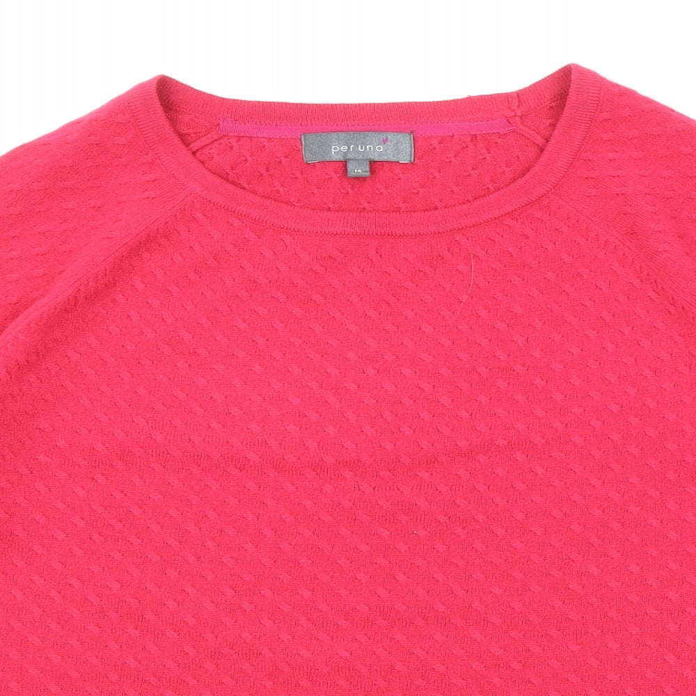 Per Una Womens Pink Round Neck Acrylic Pullover Jumper Size 14