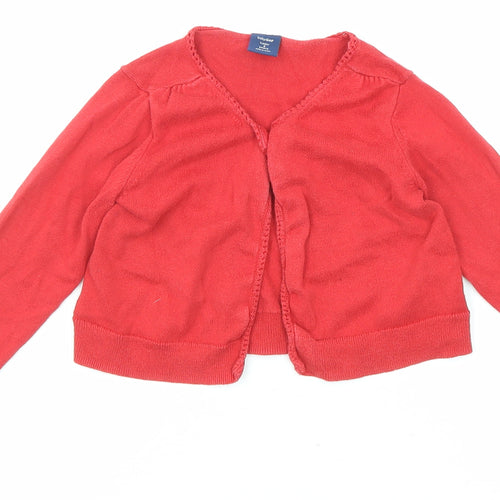 Gap Girls Red V-Neck Cotton Cardigan Jumper Size 4 Years Button