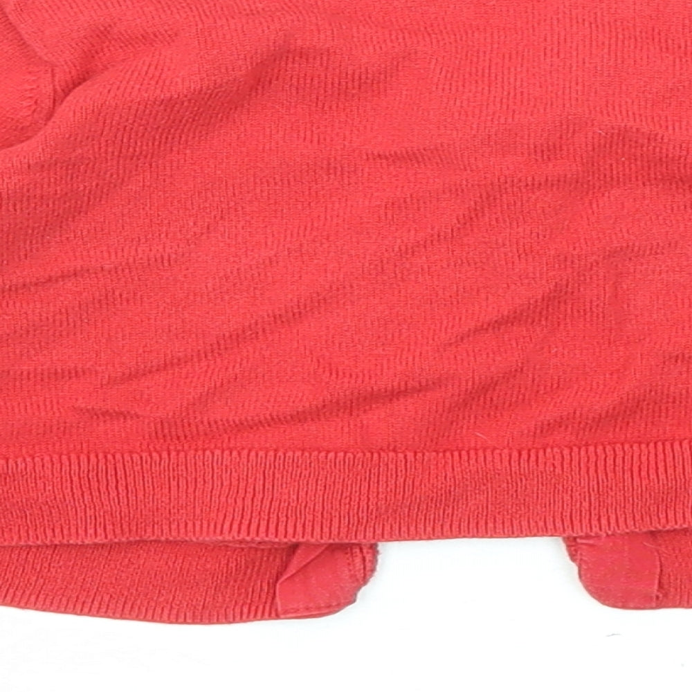 Gap Girls Red V-Neck Cotton Cardigan Jumper Size 4 Years Button
