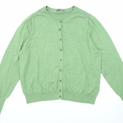 Marks and Spencer Womens Green Round Neck Viscose Cardigan Jumper Size 20