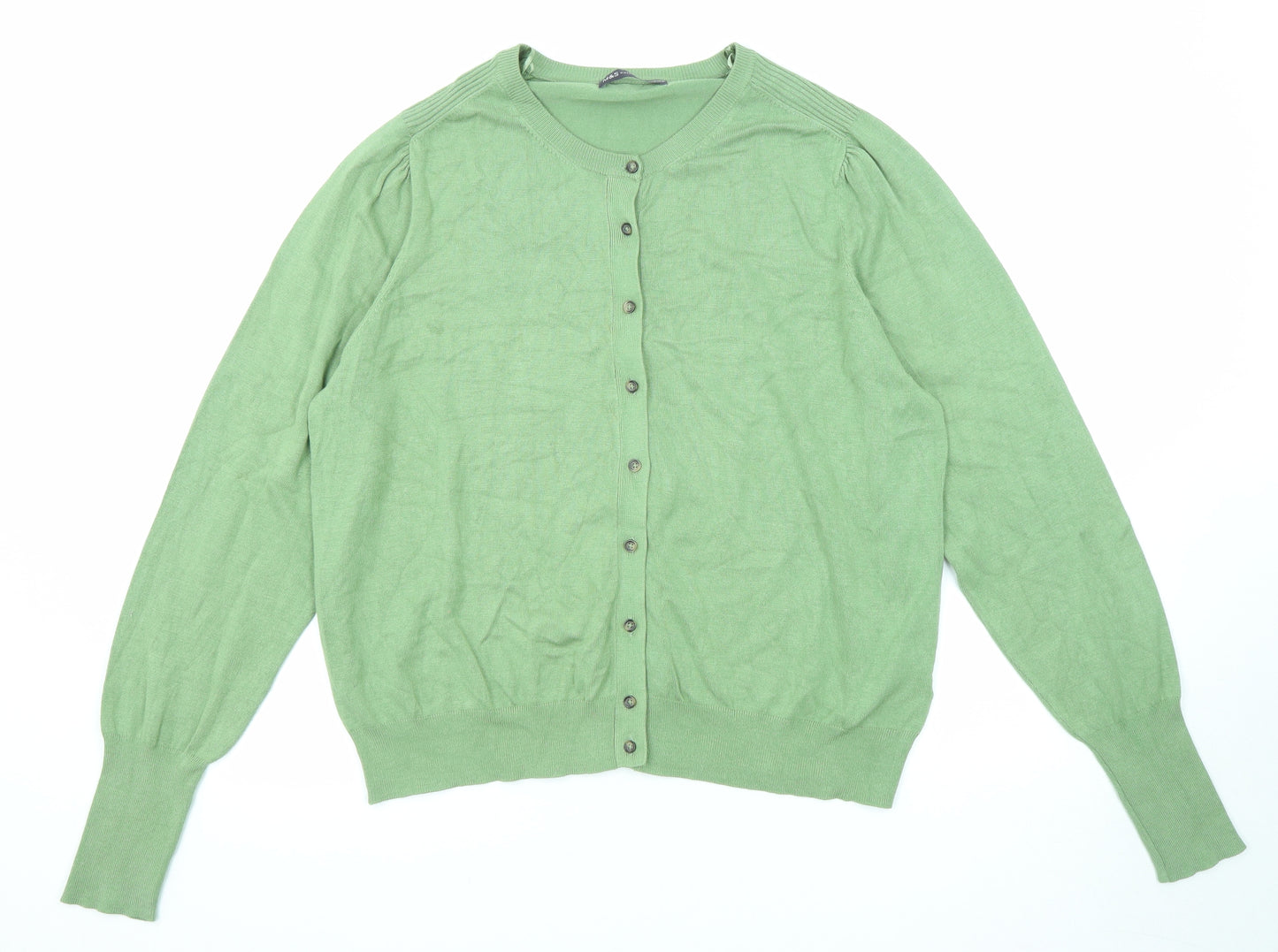 Marks and Spencer Womens Green Round Neck Viscose Cardigan Jumper Size 20