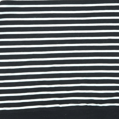 Mint Velvet Womens Black Striped Cotton Blend Pullover Sweatshirt Size M Pullover - Zip detail on sides